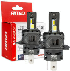 AMiO Set becuri LED seria X4 AVIATOR H4/H19 6500K max 44W AMIO-03763 (AX_03763)