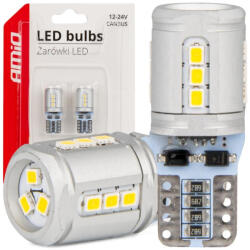 AMiO Set Becuri CANBUS T10e W5W 15x2016 SMD Alb 12V/24V AMIO-03723 (AX_03723)