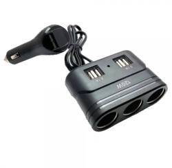 Olesson Încărcător Auto Olesson cu 3 Prize și 4 Porturi USB si voltmetru (AX_1680)