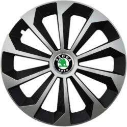 AutoHelix MSA Set 4 Capace Roti 15 inchi (R15) Fame Gri-Negru, Compatibile Cu Skoda (2131-2131)