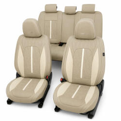Carguard Huse auto premium 5 locuri Carguard Deluxe piele ecologică perforată - maro deschis - crem (CG_HSA021)