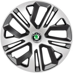 AutoHelix MSA Set 4 Capace Roti 15 Inchi (R15) Raven Gri-Negru, Compatibile Cu Skoda (1739-1739)