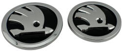 AutoHelix MSA Set embleme SKODA, capota portbagaj, 80mm/90mm, negru/chrome pentru Octavia, Superb, Fabia, Rapid, Kodiaq (IS-09)