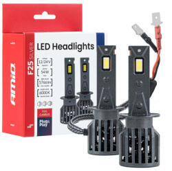 AMiO Set becuri LED Seria F25 ARGINTII FULL CANBUS H1 54W 12V 24V AMIO-04701 (AX_04701)