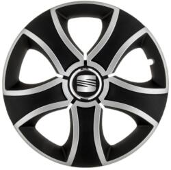 AutoHelix MSA Set 4 Capace Roti 15 inchi (R15) Bis Gri-Negru, Compatibile Cu Seat (3235)