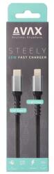 472 Töltőkábel, USB-C - Lightning, 27W, 1 m, AVAX "CB316 Glowy", fehér (AXCB402G)