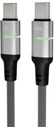 472 Töltőkábel, USB-C - USB-C, 60W, 1 m, AVAX "CB632 Steely LED", fekete (AXCB632)
