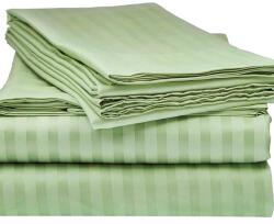 Kotonia Home Cearceaf de pat Kotonia Home Deco, 100% bumbac, Damasc Saten, dimensiune dungi 1 cm, Verde Fistic, 150x240 cm (001890-150)