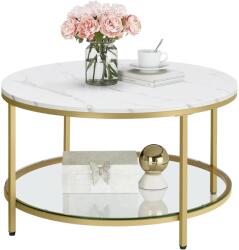 VASAGLE Masuta de cafea, VASAGLE, 80 x 45 cm, marble/auriu (LCT071W59) Masa de cafea