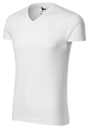 MALFINI Póló férfi Slim Fit V-neck 146 fehér M méret (1460014)