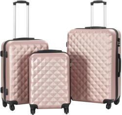 vidaXL 3 db rozéarany színű keményfalú ABS gurulós bőrönd (91888VidaXL)