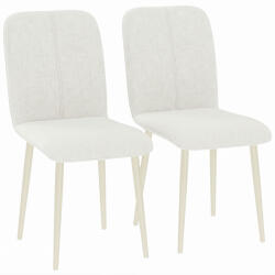 HomCom Set de 2 scaune pentru sufragerie, scaune de bucătărie căptușite cu aspect de in și picioare ușoare, crem | Aosom Romania (83A-644V00CW)