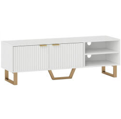 HomCom Comodă TV banc TV pentru televizoare de până la 177, 8 cm - dulap cu 2 uși canelate, compartiment deschis și treceri pentru cabluri | Aosom Romania (83B-147V01WT)