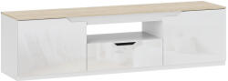 HomCom Lowboard TV, lucios, pentru televizoare de până la 165 cm, 3 compartimente, sertar, 160 x 38 x 43 cm, lemn natural | Aosom Romania (83B-216V90AK)