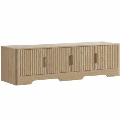 HomCom Comodă TV 152 cm, mobilier pentru televizor de până la 152, 4 cm, 4 uși canelate și rafturi reglabile, Stejar | Aosom Romania (83B-995V80AK)