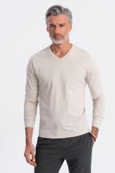 OMBRE OMBRE, V-nyakú pamutblúz, Világos bézs, L (OM-LSBL-0108-LIGHT-BEIGE-L)
