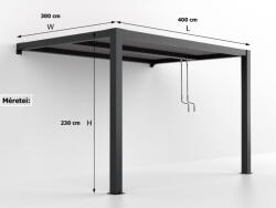 Sunflower Féltetős lamellás alumínium pergola 3x4 méter árnyékoló nyitható tetővel kerti pavilon antracit színben