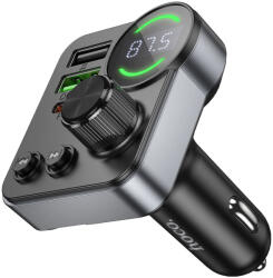 hoco. Încărcător auto Hoco E86 cu 2 porturi USB și 1 port USB-C, 48 W, cu transmițător FM și Bluetooth (E86)