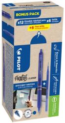 Pilot Rollertoll 0, 5mm, törölhető Frixion Clicker GreenPack, 12 toll + 12betét, írásszín kék (BLRT-GREENPACK-L) (57158)