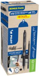 Pilot Rollertoll 0, 5mm, törölhető Frixion Clicker GreenPack, 12 toll + 12betét, írásszín fekete (BLRT-GREENPACK-B) (57157)