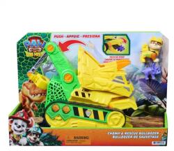 Spin Master Vehicul cu figurine, Paw Patrol the Dino Movie, Chomp and Rescue Bulldozer (681147113930) Figurina