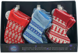 MagicHome Ornament de brad, MagicHome, 30 buc, șosete roșii și albastre, cu motive de Crăciun, textil, cu agățătoare, pentru Crăciun