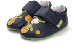 D. D. STEP Papuci sport băieți, talpă piele, velcro, albastru cu monsters, 18-21 albastru închis (148D76)