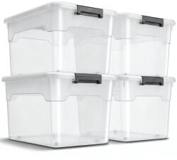 Juskys Tárolódobozok fedéllel 45 L 4 db fehér rakásolható (300393)