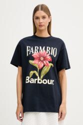 Barbour t-shirt női pamut x Farm Rio - sötétkék XS