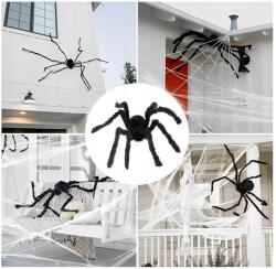  Halloween pók 200cm pókháló 60g 10 db mini pók nagy szett Dekoráció (Pająk 200cm na Halloween)