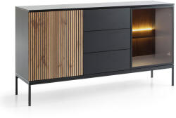  SENTO KSZ154 széles komód vitrinnel - fekete (PM84558)