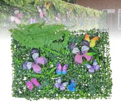  Panou Artificial din Plastic Cu Fluturi, 40x60 cm, Usor de Montat, Ideal pentru Perete, Balcon, Terasa, Rezistent la UV, Verde (19079-71)