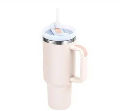  Rozsdamentes Duplafalú Thermo Pohár / Utazóbögre Szívószállal - 1200 ml, Világoskék - Pasztel (NW17Pastel)