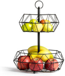 Vilde Gyümölcskosár fém, 2 szintes, fekete, 32 cm (229005)