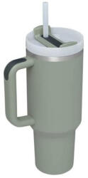  Rozsdamentes Duplafalú Thermo Pohár / Utazóbögre Szívószállal - 1200 ml, Világoskék - Kekizöld (NW17Green)