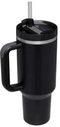  Rozsdamentes Duplafalú Thermo Pohár / Utazóbögre Szívószállal - 1200 ml, Világoskék - Fekete (NW17Black)