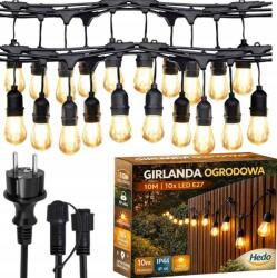  Kerti fényfüzér 10M 10X LED-es hálózati izzó vízálló (5907184130668)