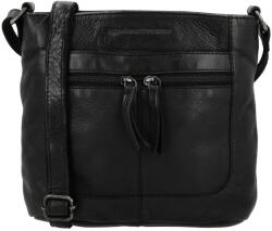 Hide & Stitches Fekete négyzet alakú bőr crossbody táska „Alisha (K25530-001-black-HU)