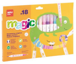 APLI Filctoll készlet, kétvégű, kimosható, APLI Kids "Magic", 18 különböző szín (20625) - iroszer24