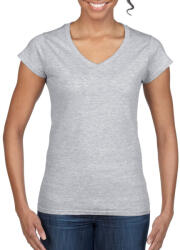 Gildan Softstyle V-nyakú testhez álló rövid ujjú női póló, Gildan GIL64V00, RS Sport Grey-XL (giL64V00sp-xl)