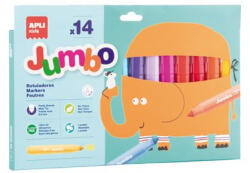 APLI Filctoll készlet, 9, 6 mm, kimosható, vastag, APLI Kids "Jumbo", 14 különböző szín (20623)