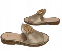 Elegáns bőr flip-flop papucs lapos sarokkal Boccato 1024B pezsgő r37
