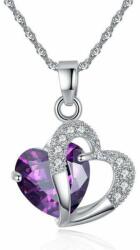 Dupla szív nyaklánc Swarovski kristállyal ibolya