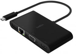 Belkin Hub USB-C Belkin Connect, 1 x USB-A 3.0 - 1 x USB-C - 1 x HDMI - 1 x VGA - 1 x RJ45, Negru AVC004btBK (AVC004btBK)