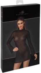 Noir Rochie Mini Noir - Neagră Transparentă cu Sclipici și Mâneci Trumpet - Negru , M