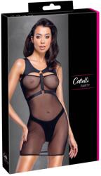 Cottelli PARTY Rochie Mini Cottelli PARTY cu Tanga - Plasă Neagră și Harness Matte Look - Negru , S