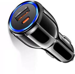 Universal Incarcator Auto cu LED Dual Ports QC3.0 + PD 36W Fast USB-C