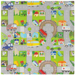 Rebel Covoras educativ puzzle 120x120 cm cu masini, din spuma EVA Rebel (RBY-2251-4) Covor