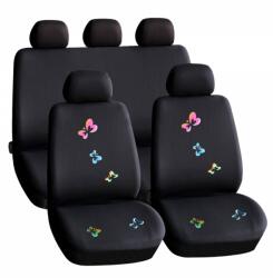  Set huse scaun auto universale 9 piese Butterfly, negru cu model decorativ (HSA009)