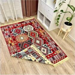Kotonia Home Covor cu tesatura plata cu decor traditional - Kilim cu doua fete, 200x300 cm - 01 (004741-200300) Covor